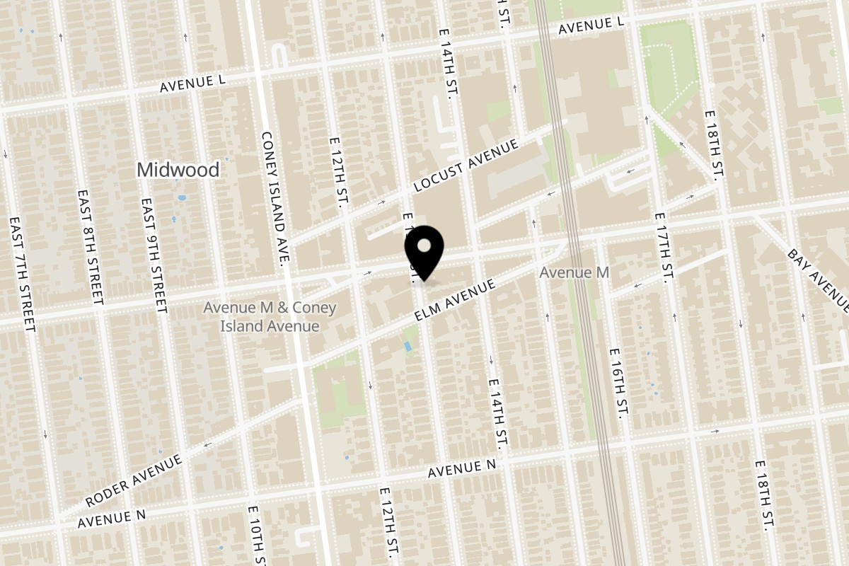 Map showing the location of La Sova on 1301 E 13th St in Brooklyn